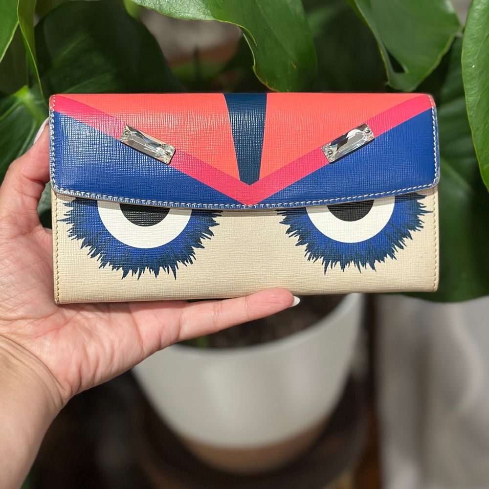 Fendi Monster Eyes Wallet On Chain Bag Bugs Leather Crossbody Full Set - Picture 3 of 14